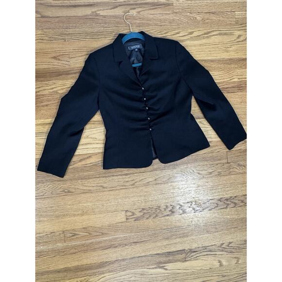 Kasper Black Suit Jacket Ruched Front Career Office Preppy Proffesional Sz 10p - Picture 6 of 11